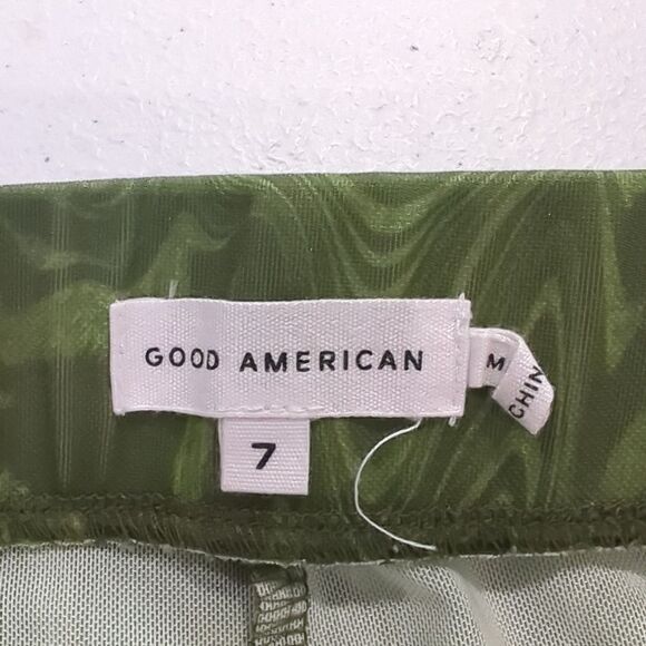 Good American Pants 4XL Green Sheer Bootcut Pesto Swirl Swim Coverup Size 7 - Picture 5 of 10